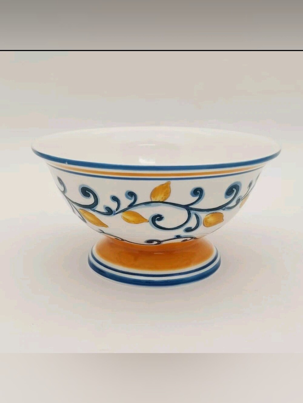 Muchoise Ceramic Decorative Bowl White/ Blue
